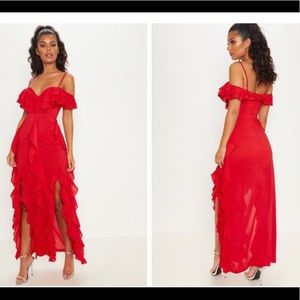 Red ruffle dress
